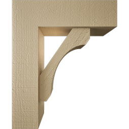 Ekena Millwork - BKTUR0554X18X22LEC05RCPR - Timberthane Faux Wood Legacy Style Bracket w/ Offset Brace, Block Ends, 5 1/2"W x 18"D x 22"H, Primed Tan