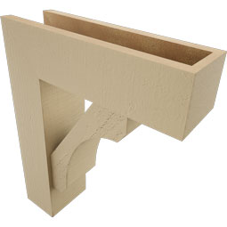 Ekena Millwork - BKTUR0554X18X22LEC05RCPR - Timberthane Faux Wood Legacy Style Bracket w/ Offset Brace, Block Ends, 5 1/2"W x 18"D x 22"H, Primed Tan