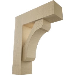 Ekena Millwork - BKTUR0554X18X22LEC05RCPR - Timberthane Faux Wood Legacy Style Bracket w/ Offset Brace, Block Ends, 5 1/2"W x 18"D x 22"H, Primed Tan