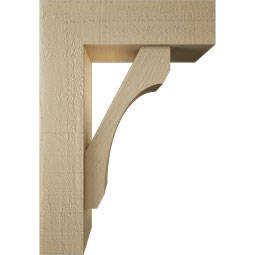 Ekena Millwork - BKTUR0554X18X26LEC05RCPR - Timberthane Faux Wood Legacy Style Bracket w/ Offset Brace, Block Ends, 5 1/2"W x 18"D x 26"H, Primed Tan