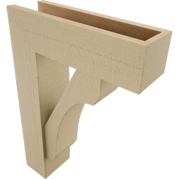 Ekena Millwork - BKTUR0554X18X26LEC05RCPR - Timberthane Faux Wood Legacy Style Bracket w/ Offset Brace, Block Ends, 5 1/2"W x 18"D x 26"H, Primed Tan