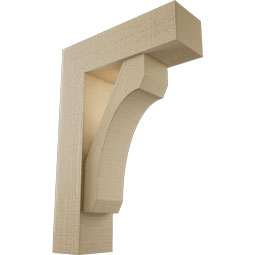 Ekena Millwork - BKTUR0554X18X26LEC05RCPR - Timberthane Faux Wood Legacy Style Bracket w/ Offset Brace, Block Ends, 5 1/2"W x 18"D x 26"H, Primed Tan