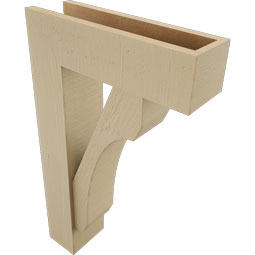Ekena Millwork - BKTUR0554X18X30LEC05RCPR - Timberthane Faux Wood Legacy Style Bracket w/ Offset Brace, Block Ends, 5 1/2"W x 18"D x 30"H, Primed Tan