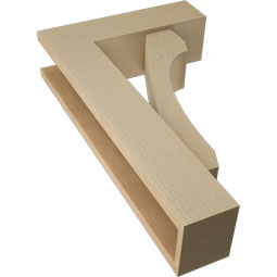Ekena Millwork - BKTUR0554X18X30LEC05RCPR - Timberthane Faux Wood Legacy Style Bracket w/ Offset Brace, Block Ends, 5 1/2"W x 18"D x 30"H, Primed Tan