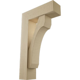 Ekena Millwork - BKTUR0554X18X30LEC05RCPR - Timberthane Faux Wood Legacy Style Bracket w/ Offset Brace, Block Ends, 5 1/2"W x 18"D x 30"H, Primed Tan