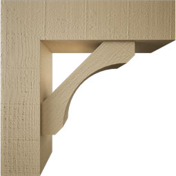 Ekena Millwork - BKTUR0554X20X20LEC05RCPR - Timberthane Faux Wood Legacy Style Bracket w/ Offset Brace, Block Ends, 5 1/2"W x 20"D x 20"H, Primed Tan