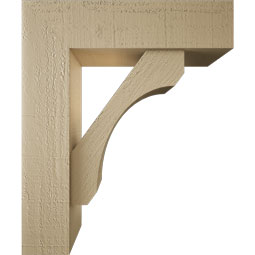 Ekena Millwork - BKTUR0554X20X24LEC05RCPR - Timberthane Faux Wood Legacy Style Bracket w/ Offset Brace, Block Ends, 5 1/2"W x 20"D x 24"H, Primed Tan