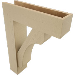 Ekena Millwork - BKTUR0554X20X28LEC05RCPR - Timberthane Faux Wood Legacy Style Bracket w/ Offset Brace, Block Ends, 5 1/2"W x 20"D x 28"H, Primed Tan