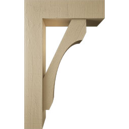 Ekena Millwork - BKTUR0554X20X32LEC05RCPR - Timberthane Faux Wood Legacy Style Bracket w/ Offset Brace, Block Ends, 5 1/2"W x 20"D x 32"H, Primed Tan