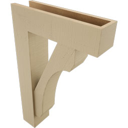 Ekena Millwork - BKTUR0554X20X32LEC05RCPR - Timberthane Faux Wood Legacy Style Bracket w/ Offset Brace, Block Ends, 5 1/2"W x 20"D x 32"H, Primed Tan