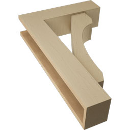 Ekena Millwork - BKTUR0554X20X32LEC05RCPR - Timberthane Faux Wood Legacy Style Bracket w/ Offset Brace, Block Ends, 5 1/2"W x 20"D x 32"H, Primed Tan