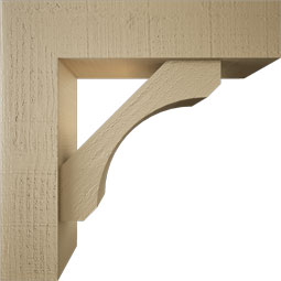 Ekena Millwork - BKTUR0554X22X22LEC05RCPR - Timberthane Faux Wood Legacy Style Bracket w/ Offset Brace, Block Ends, 5 1/2"W x 22"D x 22"H, Primed Tan