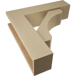 Ekena Millwork - BKTUR0554X22X22LEC05RCPR - Timberthane Faux Wood Legacy Style Bracket w/ Offset Brace, Block Ends, 5 1/2"W x 22"D x 22"H, Primed Tan
