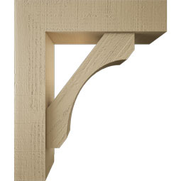 Ekena Millwork - BKTUR0554X22X26LEC05RCPR - Timberthane Faux Wood Legacy Style Bracket w/ Offset Brace, Block Ends, 5 1/2"W x 22"D x 26"H, Primed Tan