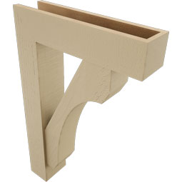 Ekena Millwork - BKTUR0554X22X34LEC05RCPR - Timberthane Faux Wood Legacy Style Bracket w/ Offset Brace, Block Ends, 5 1/2"W x 22"D x 34"H, Primed Tan