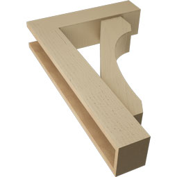 Ekena Millwork - BKTUR0554X22X34LEC05RCPR - Timberthane Faux Wood Legacy Style Bracket w/ Offset Brace, Block Ends, 5 1/2"W x 22"D x 34"H, Primed Tan