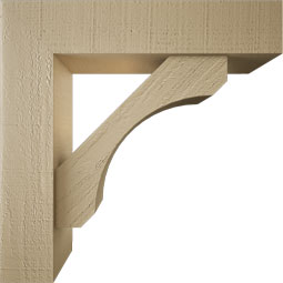 Ekena Millwork - BKTUR0554X24X24LEC05RCPR - Timberthane Faux Wood Legacy Style Bracket w/ Offset Brace, Block Ends, 5 1/2"W x 24"D x 24"H, Primed Tan