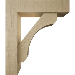 Ekena Millwork - BKTUR0554X24X28LEC05RCPR - Timberthane Faux Wood Legacy Style Bracket w/ Offset Brace, Block Ends, 5 1/2"W x 24"D x 28"H, Primed Tan