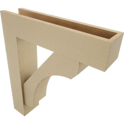 Ekena Millwork - BKTUR0554X24X28LEC05RCPR - Timberthane Faux Wood Legacy Style Bracket w/ Offset Brace, Block Ends, 5 1/2"W x 24"D x 28"H, Primed Tan