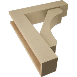Ekena Millwork - BKTUR0554X24X28LEC05RCPR - Timberthane Faux Wood Legacy Style Bracket w/ Offset Brace, Block Ends, 5 1/2"W x 24"D x 28"H, Primed Tan
