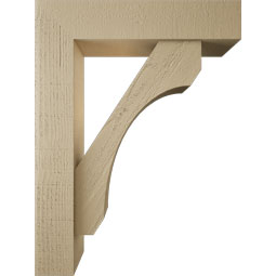 Ekena Millwork - BKTUR0554X24X32LEC05RCPR - Timberthane Faux Wood Legacy Style Bracket w/ Offset Brace, Block Ends, 5 1/2"W x 24"D x 32"H, Primed Tan