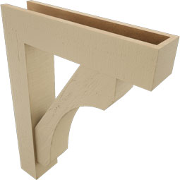 Ekena Millwork - BKTUR0554X24X32LEC05RCPR - Timberthane Faux Wood Legacy Style Bracket w/ Offset Brace, Block Ends, 5 1/2"W x 24"D x 32"H, Primed Tan