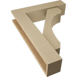 Ekena Millwork - BKTUR0554X24X32LEC05RCPR - Timberthane Faux Wood Legacy Style Bracket w/ Offset Brace, Block Ends, 5 1/2"W x 24"D x 32"H, Primed Tan