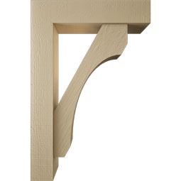Ekena Millwork - BKTUR0554X24X36LEC05RCPR - Timberthane Faux Wood Legacy Style Bracket w/ Offset Brace, Block Ends, 5 1/2"W x 24"D x 36"H, Primed Tan