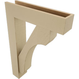 Ekena Millwork - BKTUR0554X24X36LEC05RCPR - Timberthane Faux Wood Legacy Style Bracket w/ Offset Brace, Block Ends, 5 1/2"W x 24"D x 36"H, Primed Tan