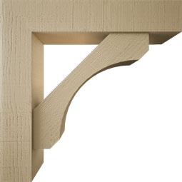 Ekena Millwork - BKTUR0554X26X26LEC05RCPR - Timberthane Faux Wood Legacy Style Bracket w/ Offset Brace, Block Ends, 5 1/2"W x 26"D x 26"H, Primed Tan