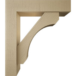 Ekena Millwork - BKTUR0554X26X30LEC05RCPR - Timberthane Faux Wood Legacy Style Bracket w/ Offset Brace, Block Ends, 5 1/2"W x 26"D x 30"H, Primed Tan