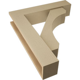 Ekena Millwork - BKTUR0554X26X30LEC05RCPR - Timberthane Faux Wood Legacy Style Bracket w/ Offset Brace, Block Ends, 5 1/2"W x 26"D x 30"H, Primed Tan