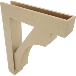 Ekena Millwork - BKTUR0554X26X34LEC05RCPR - Timberthane Faux Wood Legacy Style Bracket w/ Offset Brace, Block Ends, 5 1/2"W x 26"D x 34"H, Primed Tan