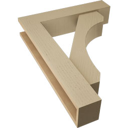 Ekena Millwork - BKTUR0554X26X34LEC05RCPR - Timberthane Faux Wood Legacy Style Bracket w/ Offset Brace, Block Ends, 5 1/2"W x 26"D x 34"H, Primed Tan