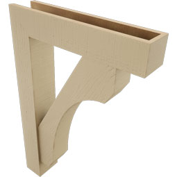 Ekena Millwork - BKTUR0554X26X38LEC05RCPR - Timberthane Faux Wood Legacy Style Bracket w/ Offset Brace, Block Ends, 5 1/2"W x 26"D x 38"H, Primed Tan