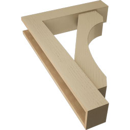 Ekena Millwork - BKTUR0554X26X38LEC05RCPR - Timberthane Faux Wood Legacy Style Bracket w/ Offset Brace, Block Ends, 5 1/2"W x 26"D x 38"H, Primed Tan