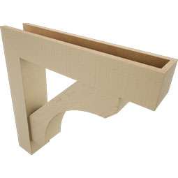 Ekena Millwork - BKTUR0554X28X28LEC05RCPR - Timberthane Faux Wood Legacy Style Bracket w/ Offset Brace, Block Ends, 5 1/2"W x 28"D x 28"H, Primed Tan