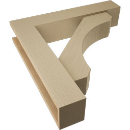Ekena Millwork - BKTUR0554X28X28LEC05RCPR - Timberthane Faux Wood Legacy Style Bracket w/ Offset Brace, Block Ends, 5 1/2"W x 28"D x 28"H, Primed Tan