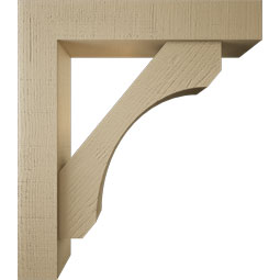 Ekena Millwork - BKTUR0554X28X32LEC05RCPR - Timberthane Faux Wood Legacy Style Bracket w/ Offset Brace, Block Ends, 5 1/2"W x 28"D x 32"H, Primed Tan