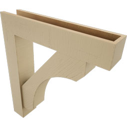 Ekena Millwork - BKTUR0554X28X32LEC05RCPR - Timberthane Faux Wood Legacy Style Bracket w/ Offset Brace, Block Ends, 5 1/2"W x 28"D x 32"H, Primed Tan