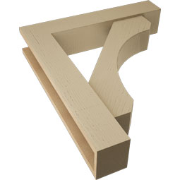 Ekena Millwork - BKTUR0554X28X32LEC05RCPR - Timberthane Faux Wood Legacy Style Bracket w/ Offset Brace, Block Ends, 5 1/2"W x 28"D x 32"H, Primed Tan