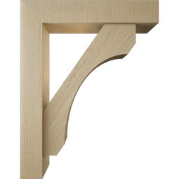 Ekena Millwork - BKTUR0554X28X36LEC05RCPR - Timberthane Faux Wood Legacy Style Bracket w/ Offset Brace, Block Ends, 5 1/2"W x 28"D x 36"H, Primed Tan