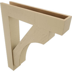 Ekena Millwork - BKTUR0554X28X36LEC05RCPR - Timberthane Faux Wood Legacy Style Bracket w/ Offset Brace, Block Ends, 5 1/2"W x 28"D x 36"H, Primed Tan