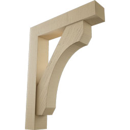 Ekena Millwork - BKTUR0554X28X36LEC05RCPR - Timberthane Faux Wood Legacy Style Bracket w/ Offset Brace, Block Ends, 5 1/2"W x 28"D x 36"H, Primed Tan
