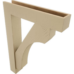 Ekena Millwork - BKTUR0554X28X40LEC05RCPR - Timberthane Faux Wood Legacy Style Bracket w/ Offset Brace, Block Ends, 5 1/2"W x 28"D x 40"H, Primed Tan