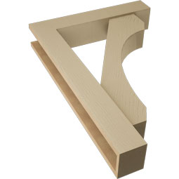 Ekena Millwork - BKTUR0554X28X40LEC05RCPR - Timberthane Faux Wood Legacy Style Bracket w/ Offset Brace, Block Ends, 5 1/2"W x 28"D x 40"H, Primed Tan