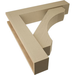 Ekena Millwork - BKTUR0554X30X30LEC05RCPR - Timberthane Faux Wood Legacy Style Bracket w/ Offset Brace, Block Ends, 5 1/2"W x 30"D x 30"H, Primed Tan
