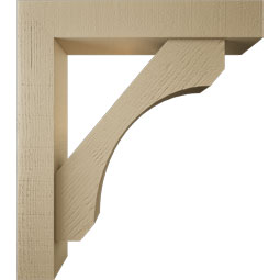 Ekena Millwork - BKTUR0554X30X34LEC05RCPR - Timberthane Faux Wood Legacy Style Bracket w/ Offset Brace, Block Ends, 5 1/2"W x 30"D x 34"H, Primed Tan