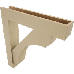 Ekena Millwork - BKTUR0554X30X34LEC05RCPR - Timberthane Faux Wood Legacy Style Bracket w/ Offset Brace, Block Ends, 5 1/2"W x 30"D x 34"H, Primed Tan