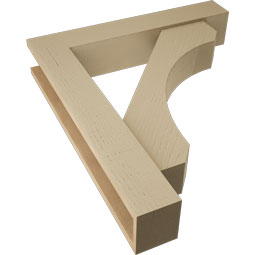 Ekena Millwork - BKTUR0554X30X34LEC05RCPR - Timberthane Faux Wood Legacy Style Bracket w/ Offset Brace, Block Ends, 5 1/2"W x 30"D x 34"H, Primed Tan